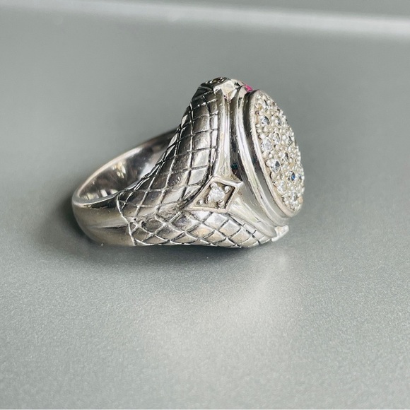 BASKET WEAVE PAVE CUBIC ZIRCONIA STERLING SILVER RING & PENDANT NECKLACE… - Picture 8 of 16